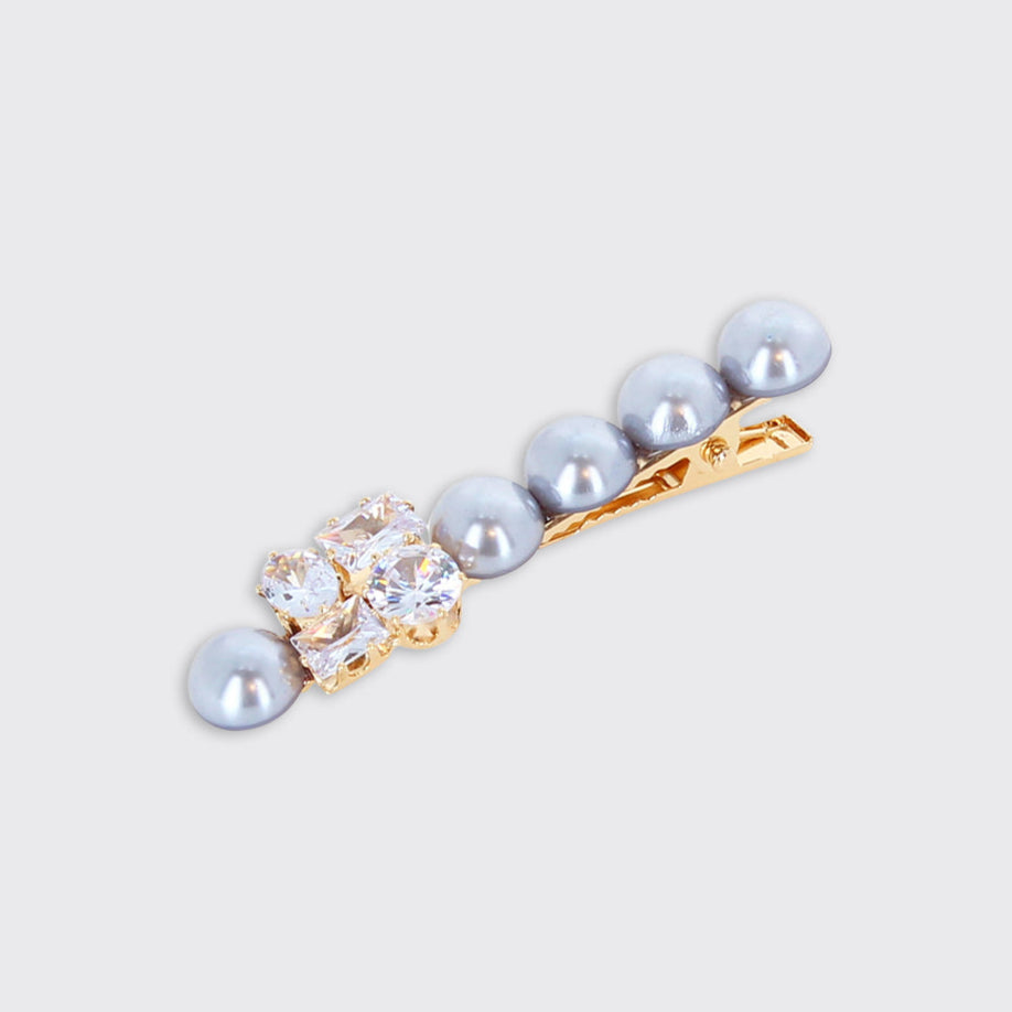 Soft Grey Pearl Set of 2 Hair Clips - Millie Mae