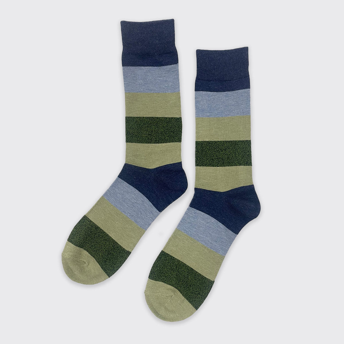 Men's Navy/Olive Striped Socks - Hector