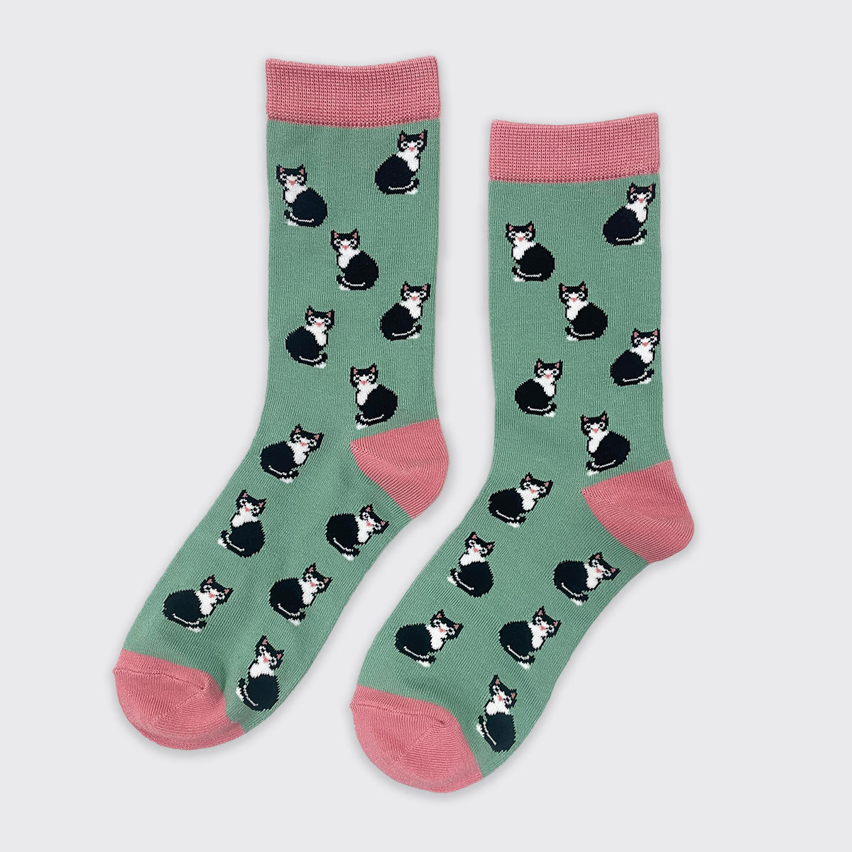 Green and Pink Cat Socks - Millie Mae