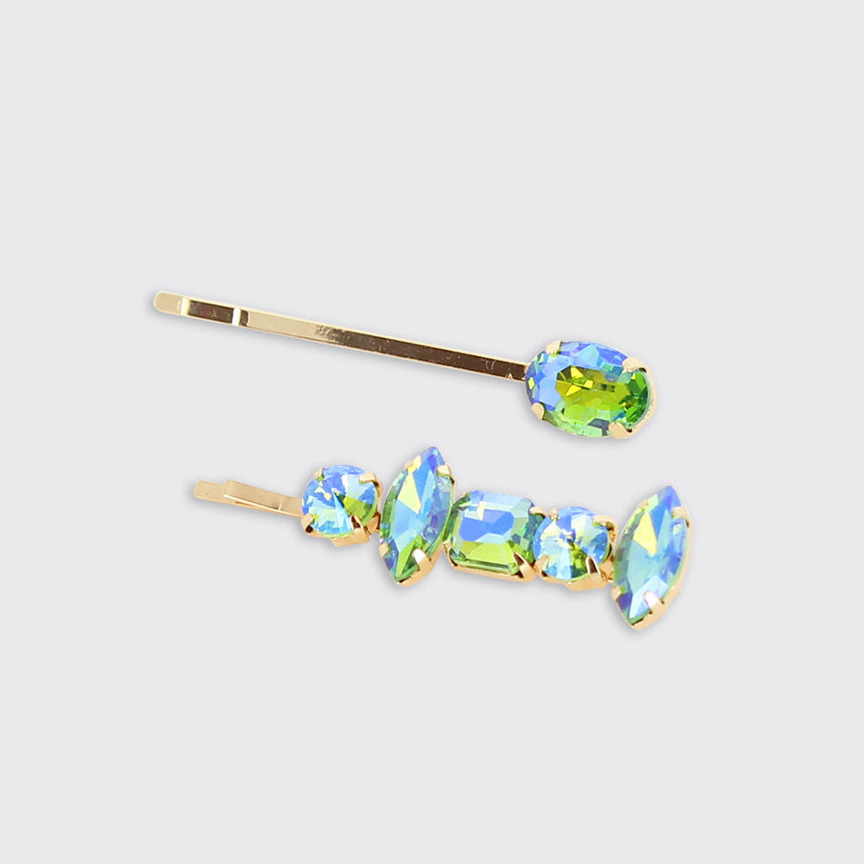 Multi Colour Set of 2 Gemstone Hair Clips - Millie Mae