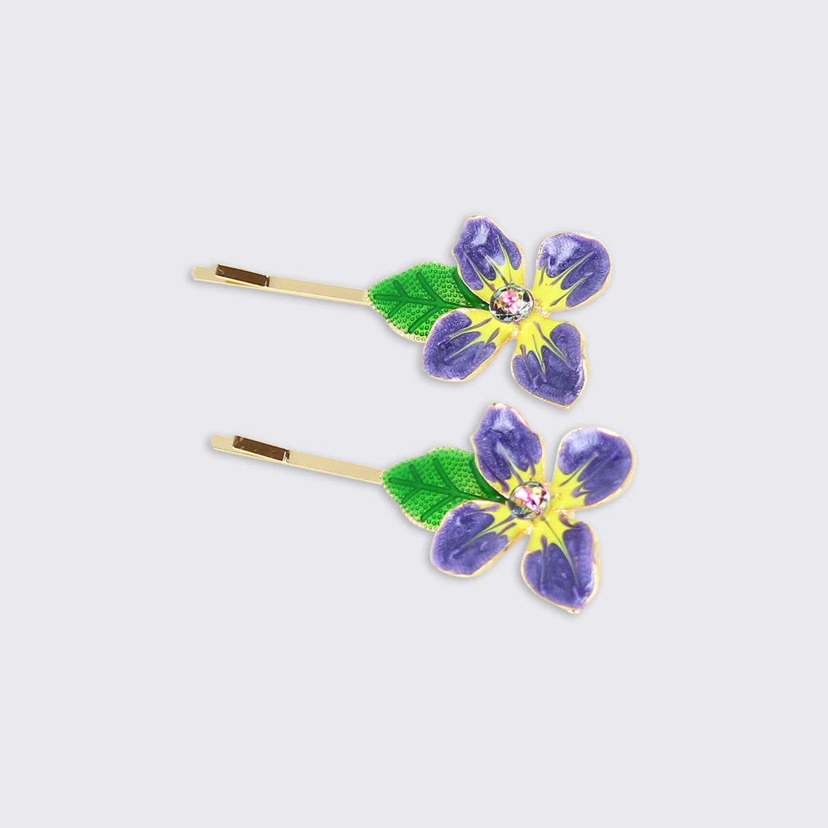 Enamel Lilac Flower Hair Clips - Millie Mae