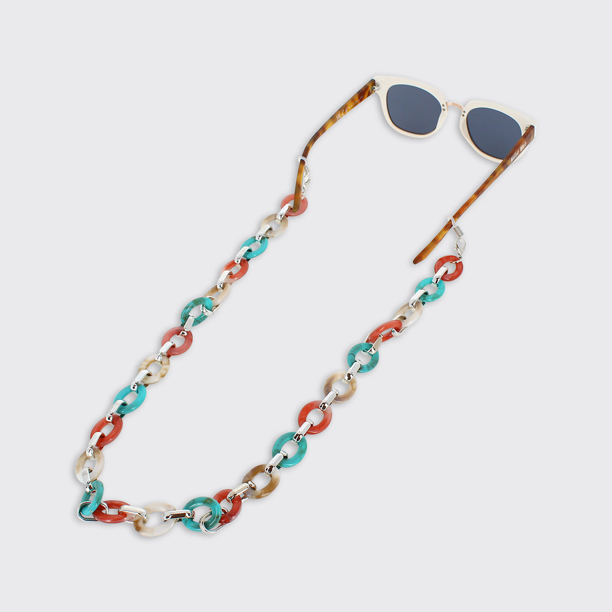 Mixed Colour Glasses Chain with Silver Link - Millie Mae