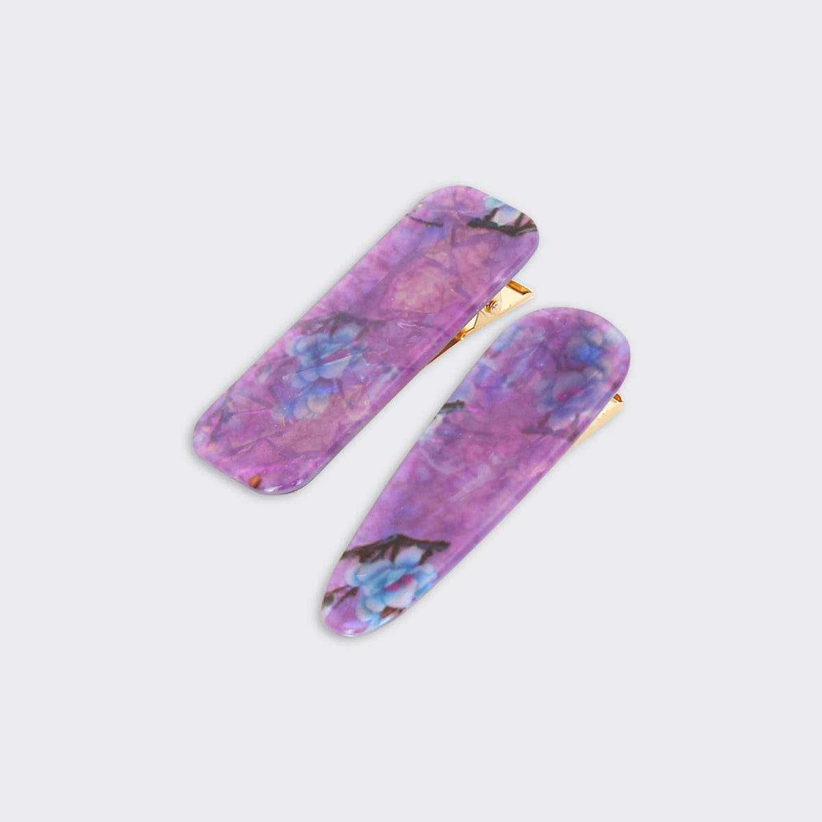 Amethyst Cherry Blossom Set of 2 Hair Clips - Millie Mae