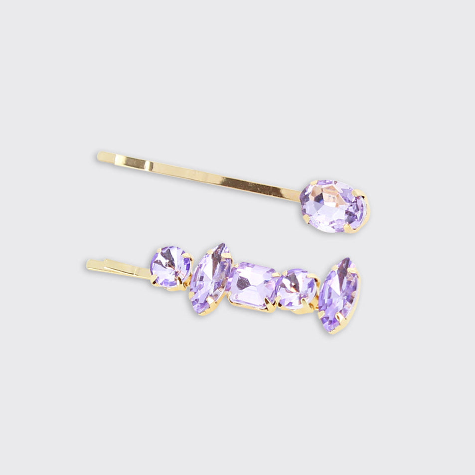 Amethyst Set of 2 Gemstone Hair Clips - Millie Mae