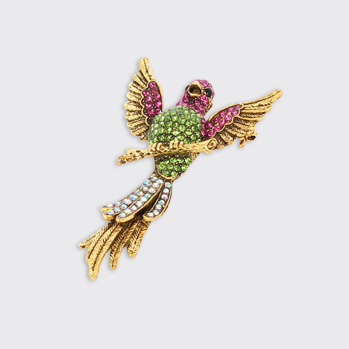 Birdie Pink/Green Brooch - Millie Mae