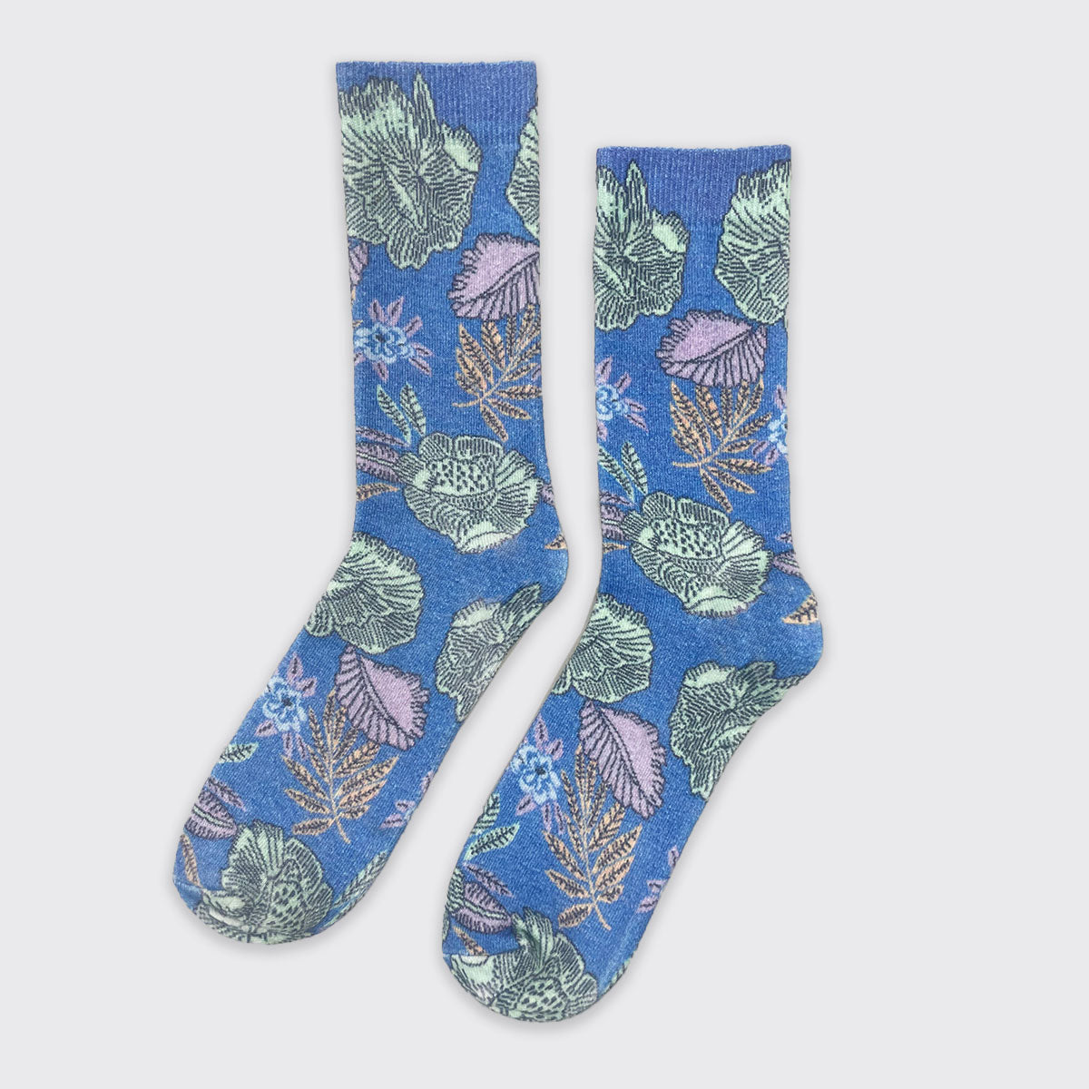 Floral Meadow Blue Socks - Millie Mae