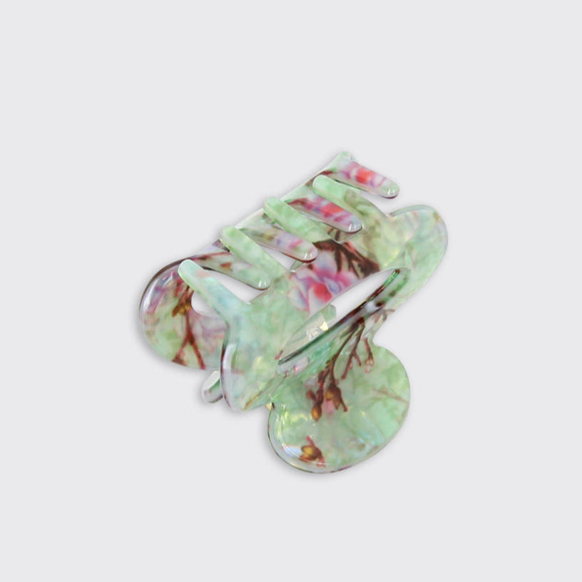 Lustre Green Cherry Blossom Small Claw Clip - Millie Mae