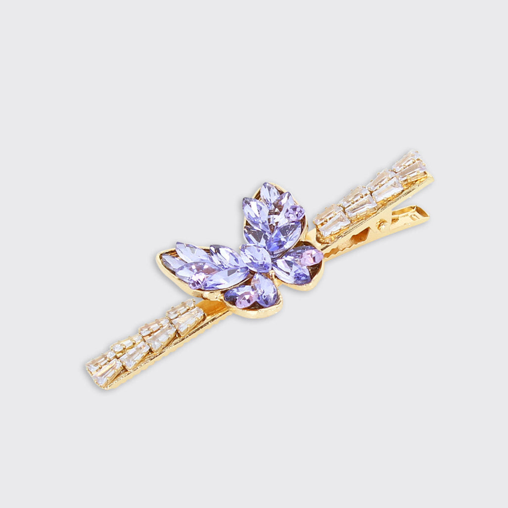 Lilac Jewelled Butterfly Barrette Hair Clip - Millie Mae