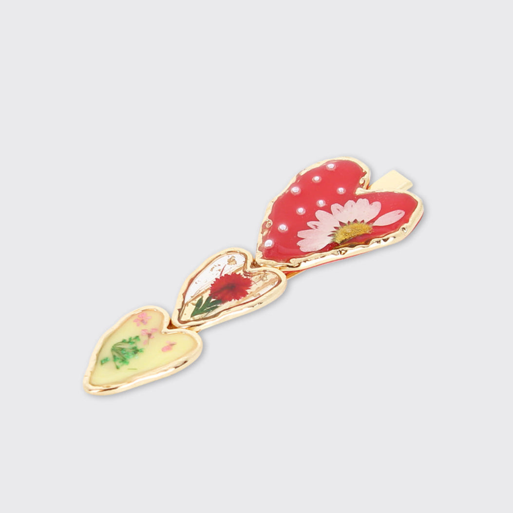 Red Pressed Flower Hair Clip - Millie Mae