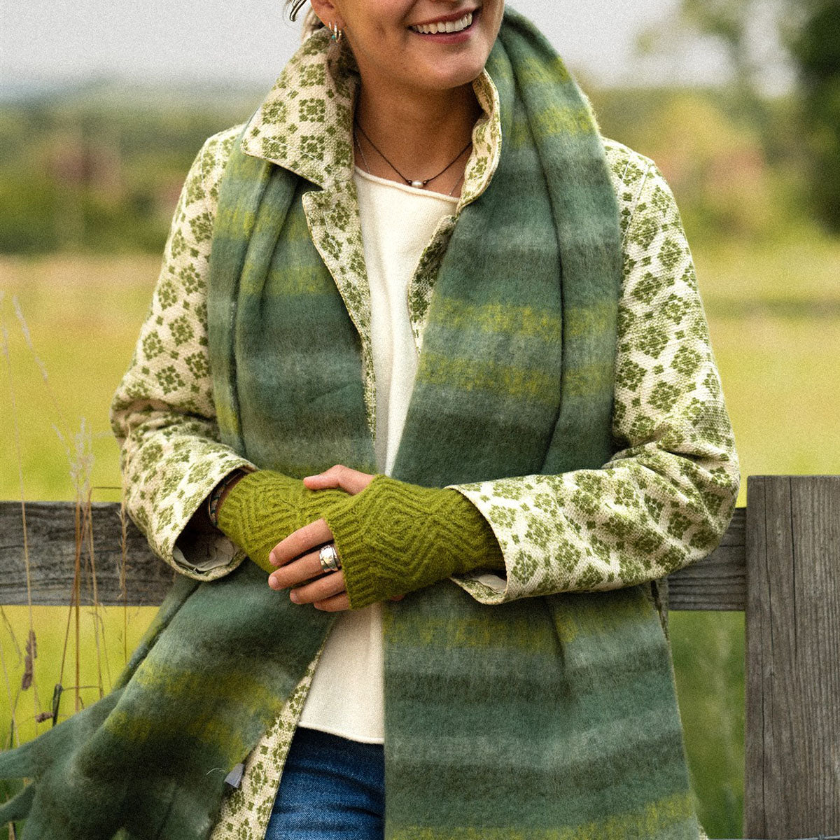 Women's Green Scarf, Zoe Green Blanket Scarf - Millie Mae