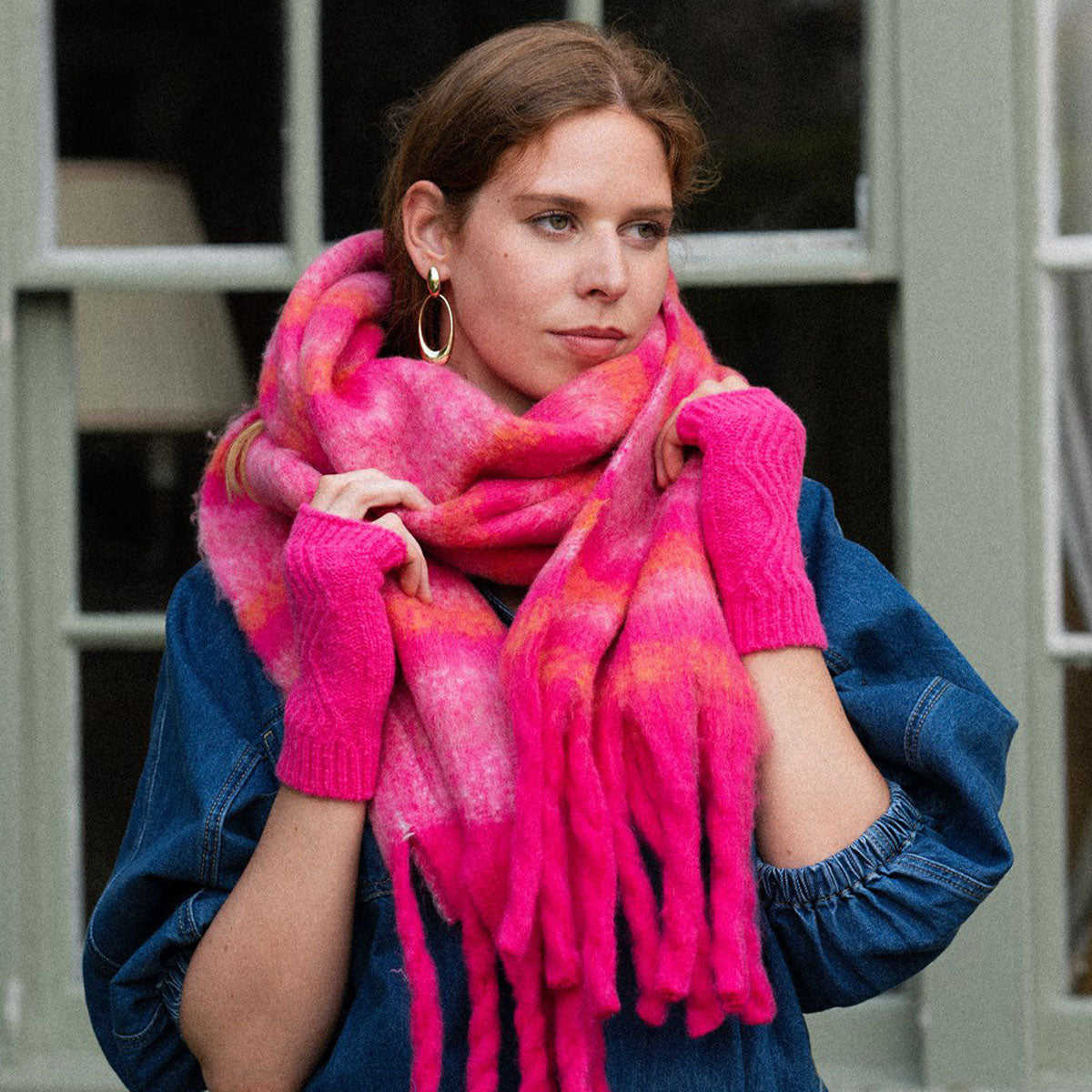 Women's Pink Scarf, Zoe Pink Blanket Scarf - Millie Mae