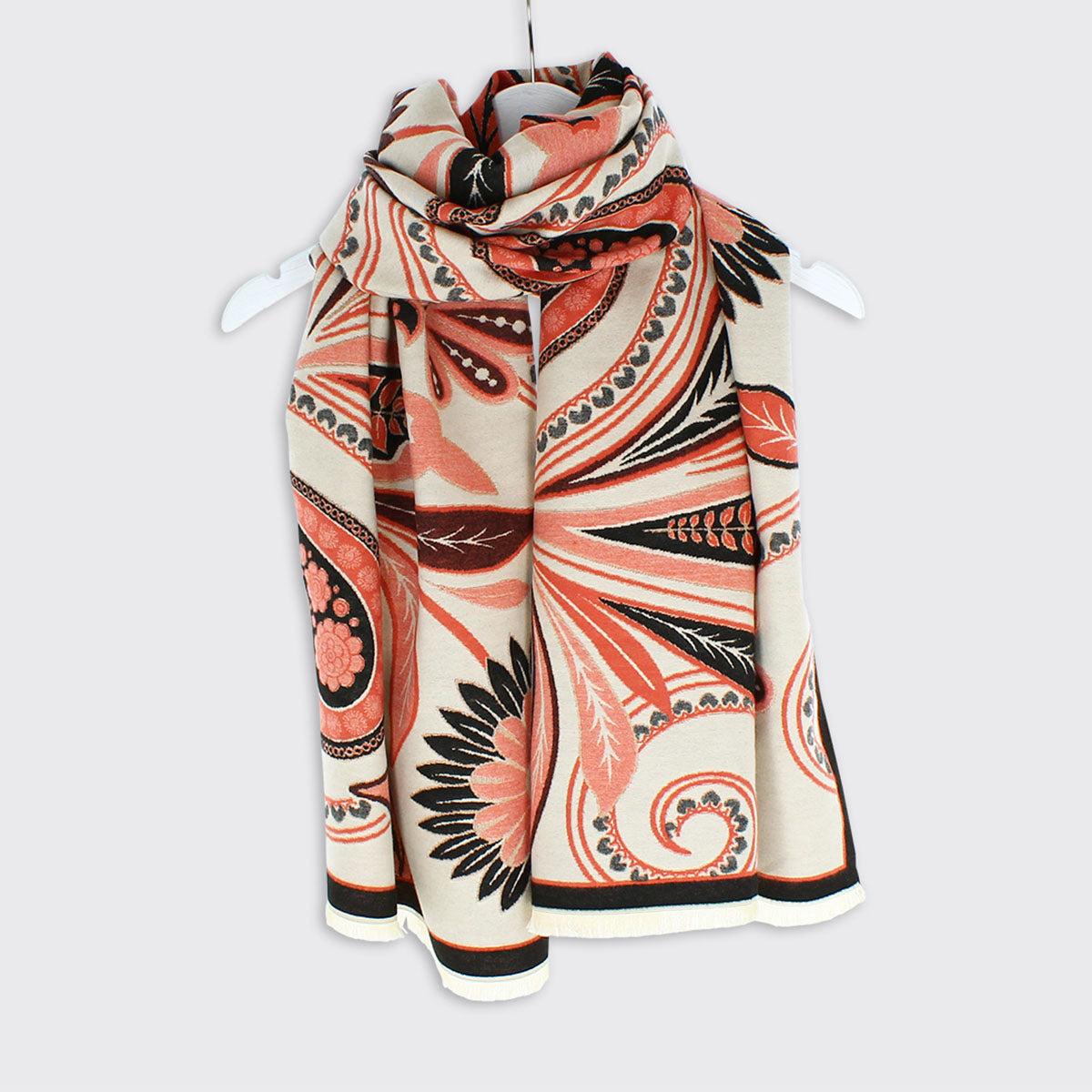 Celina Paisley Woven Scarf - Peach Cream – Millie Mae