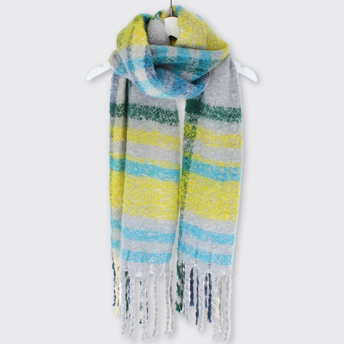 Esme Blanket Scarf- Cloud Grey/Yellow – Millie Mae