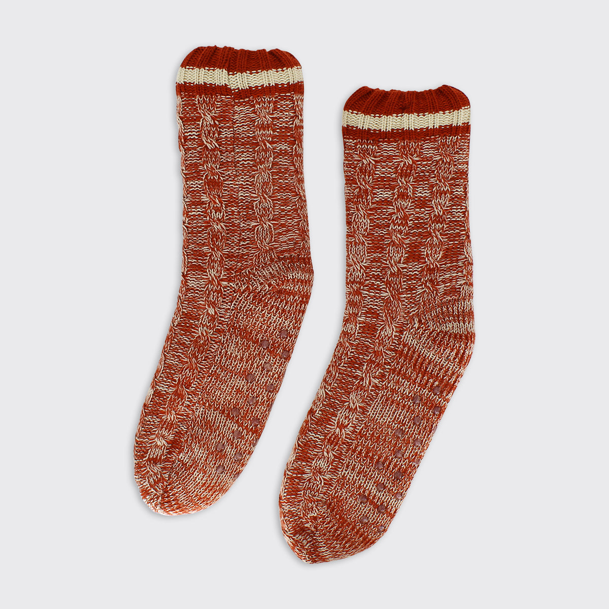 Men's Cable Knit Slipper Socks - Rust – Millie Mae